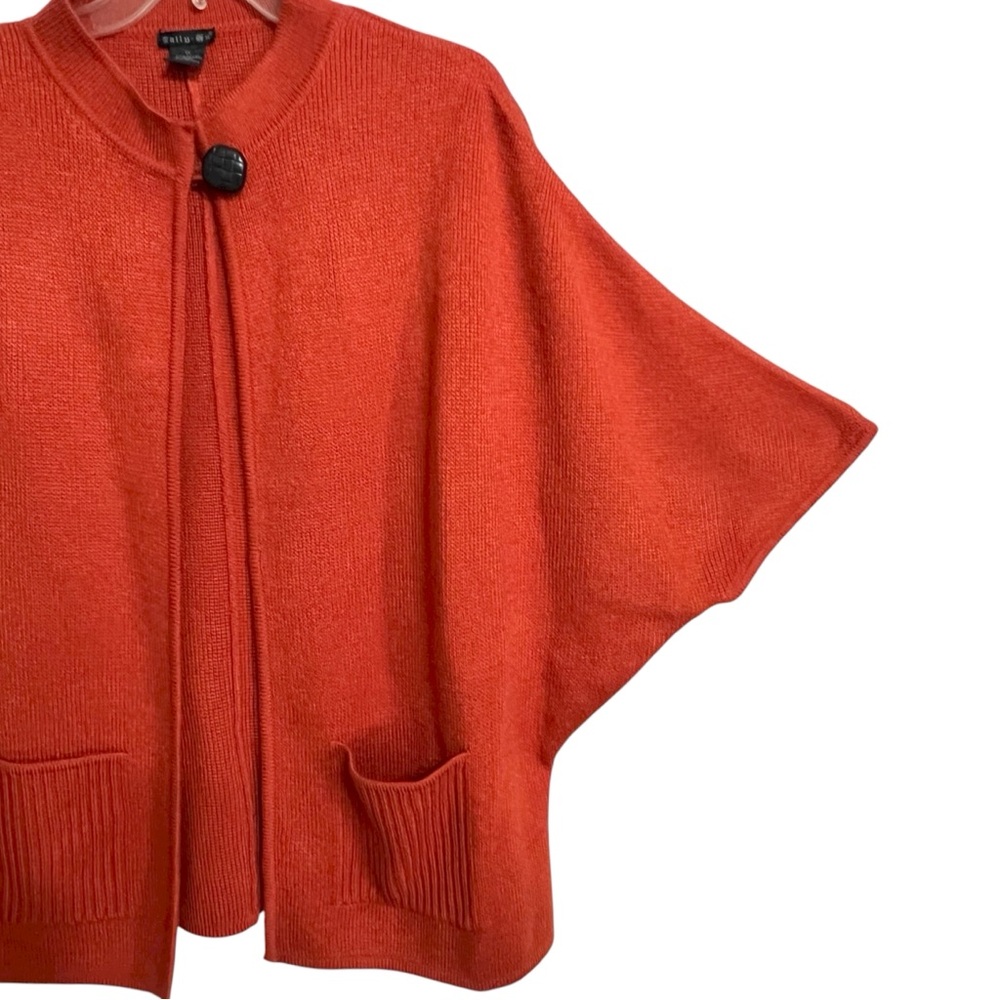 Tally Ho Womens Vintage Lagenlook Cardigan 1X Orange Dolman Oversize Pockets - Picture 5 of 8